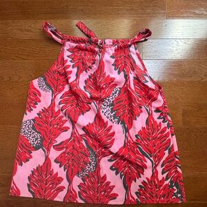 Manuhealii Pink and Red Floral Top Medium Moani Guava